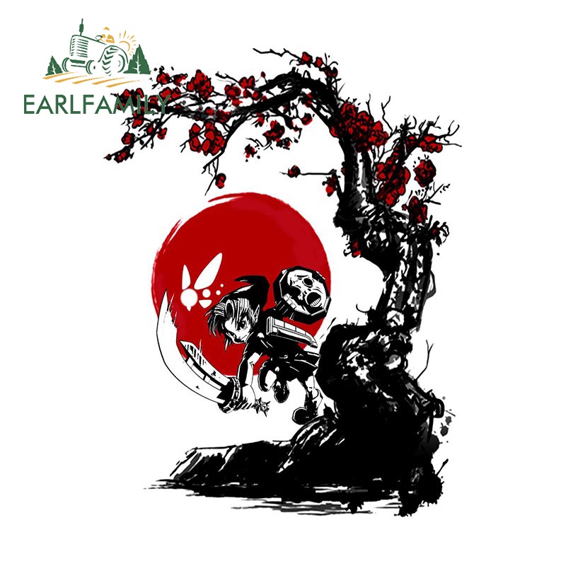 EARLFAMILY 13cm x 9.9cm Japanese Anime Girl Car Stickers for Motorcycle Laptop Aquaflask Waterproof Scratch-Proof Car Styling