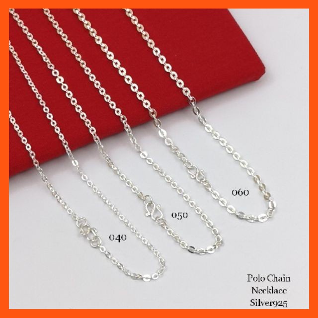 N111 Silver 925 Simple Plain Polo Chain Necklace (Rantai Leher ...