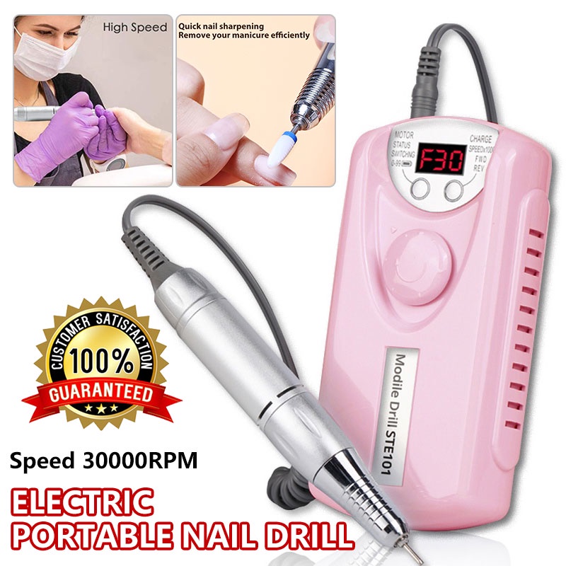 Portable 30000RPM Electric Nail Drill Machine Rechargeable Electric ...