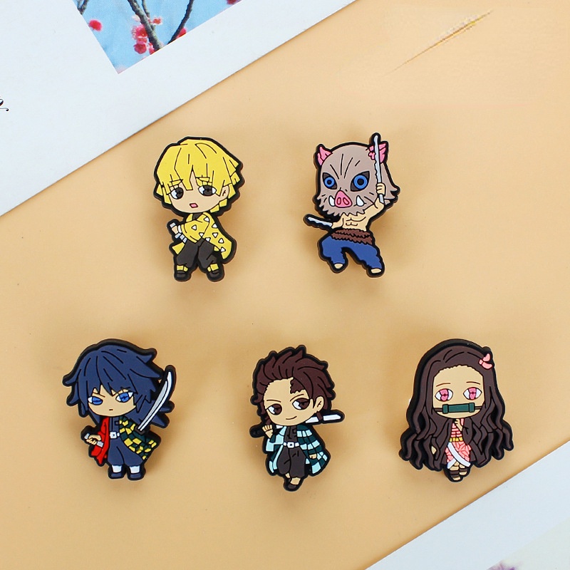 Cute Tanjiro Nezuko Jibbitz Demon Slayer Jibits Croc Charm Zenitsu Kamado Croc Jibbits for Men