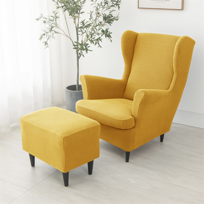 IKEA STRANDMON Solid Color Wing Chair Cover Stretch Spandex Armchair Covers Elastic Sofa Slipcovers With Seat Cushion Cover Footstool Covers Shopee Singapore