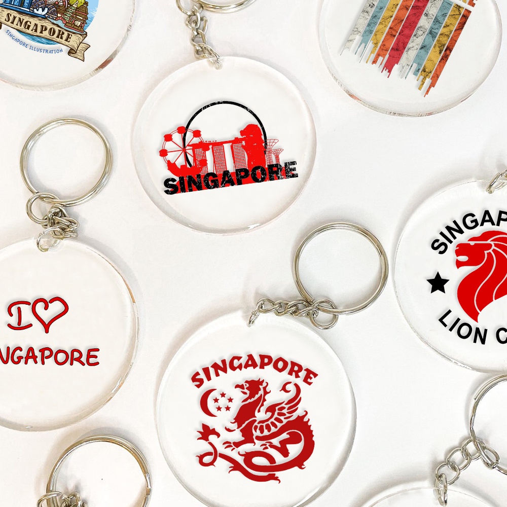 Singapore National Day Gift Print Keychain Acrylic Phone Case Pendant
