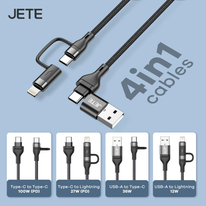 JETE CX7B Kabel Data USB to Type C 4IN1 PD Fast Charging 100W - Garansi Resmi - Gambar 4