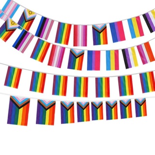 10 meters 14x21cm Rainbow flags LGBT Colorful String flags Gay Pride ...