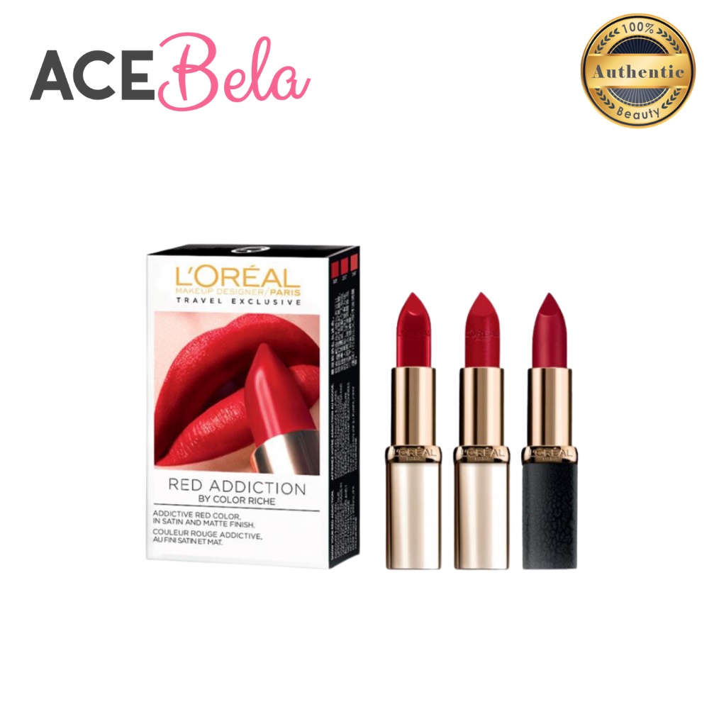 L'Oreal Color Riche Red Addiction Lipstick Set 3x4.5ml (100% Authentic ...