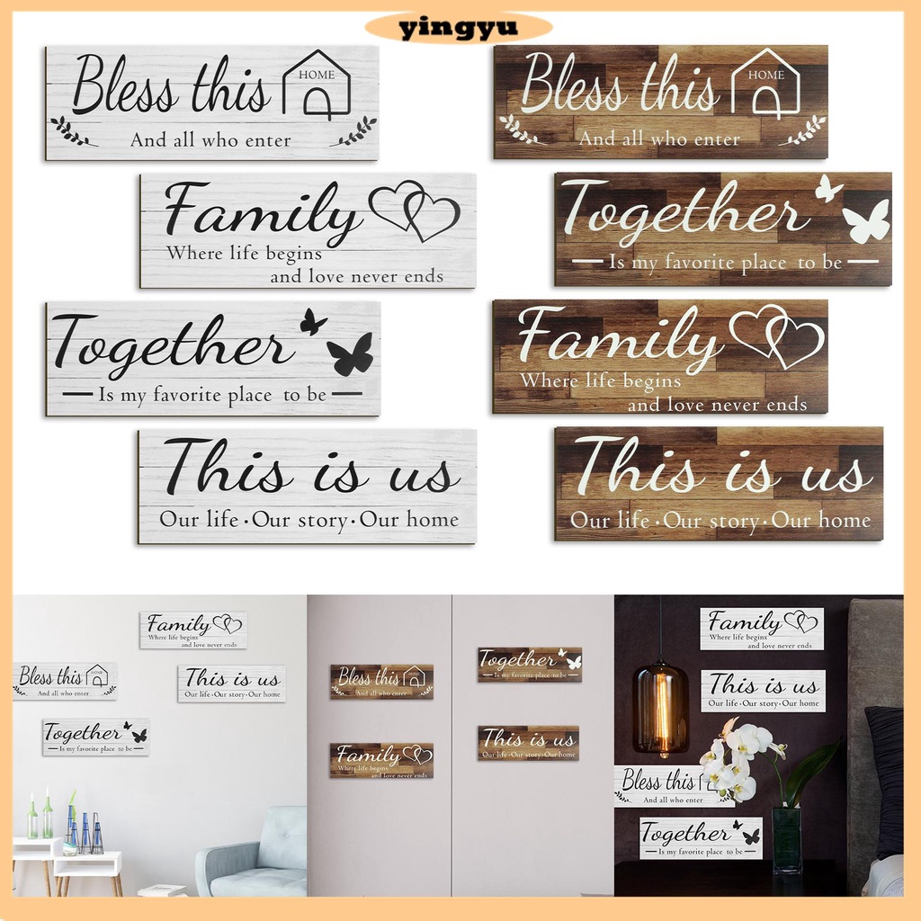 4 Pcs Home Wall Decor Signs Set Hanging This is Us Wall Decor Wooden