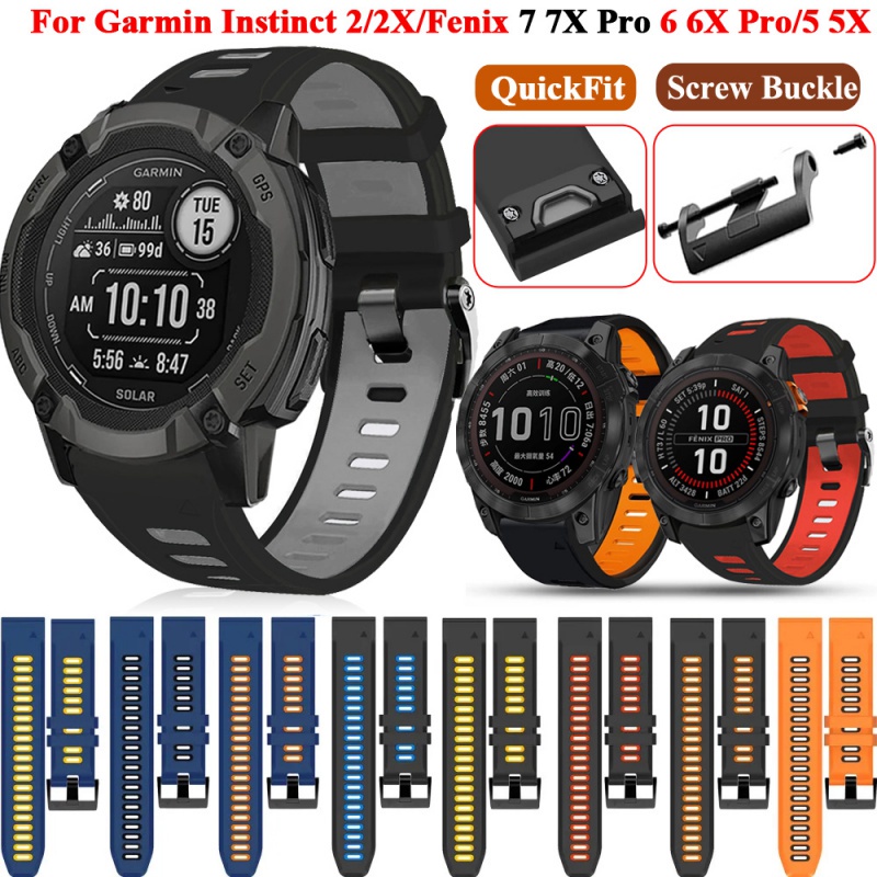 26 22mm Quickfit Watchband Strap For Garmin Fenix 7x 7 6x 6pro 5 5xplus 3hr  Epix Easyfit Silicone Smartwatch Bracelet Wristband-a
