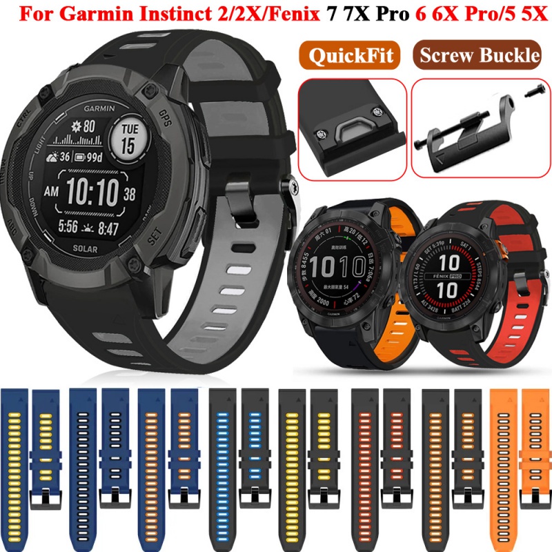 26/22mm Silicone Watch Band for Garmin Fenix 7 7x 6x 6 Pro 5x 5 Plus