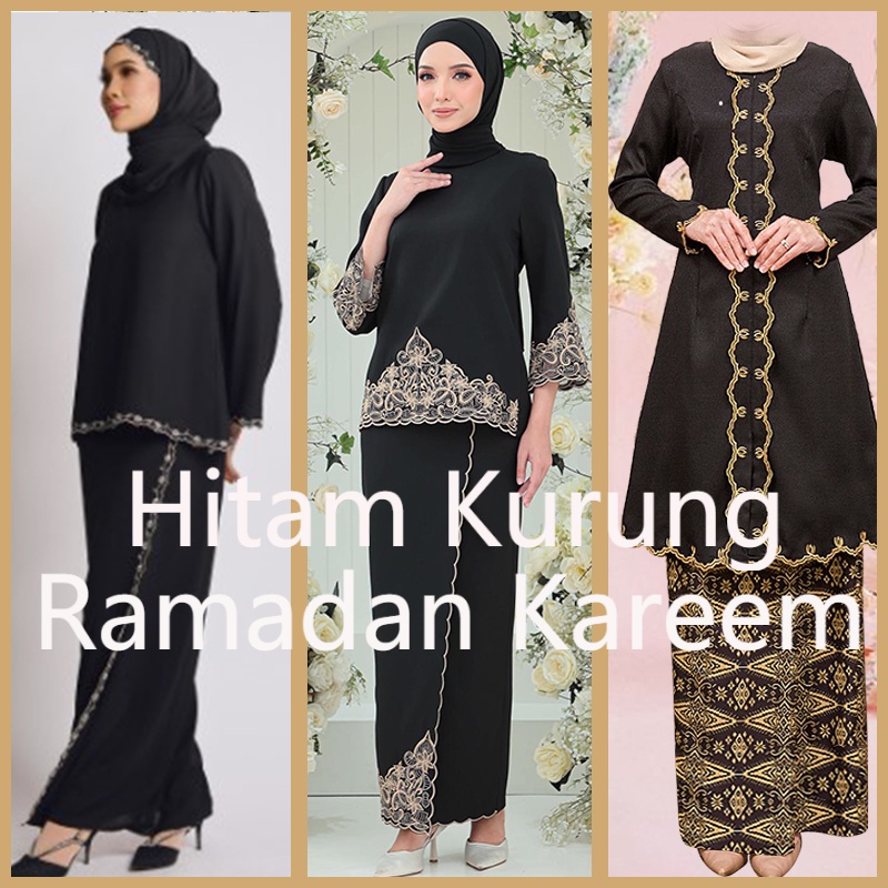 Black Baju Kurung Hitam Baju Raya 2023 Baju Lebaran 2023 Muslim Womens