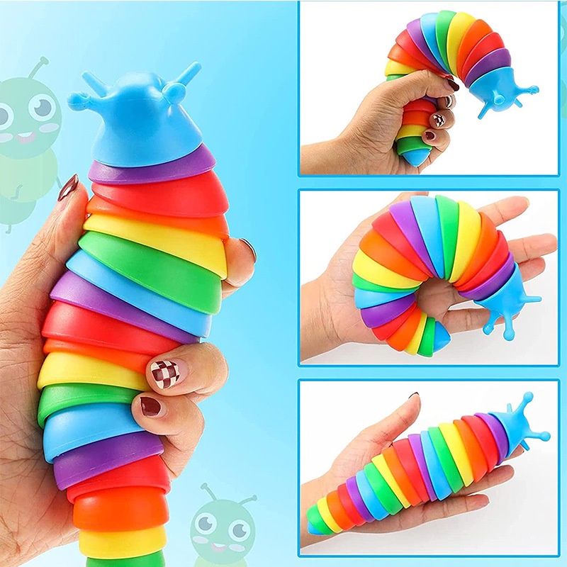 Funny Fidget Slugs Articulated Sensory Slug Toy Realistic Worm Caterpillar Fidget Toys for Kids
