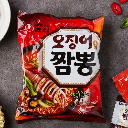 Nongshim Squid Jjamppong Spicy Seafood Noodles 124g Korean Instant ...