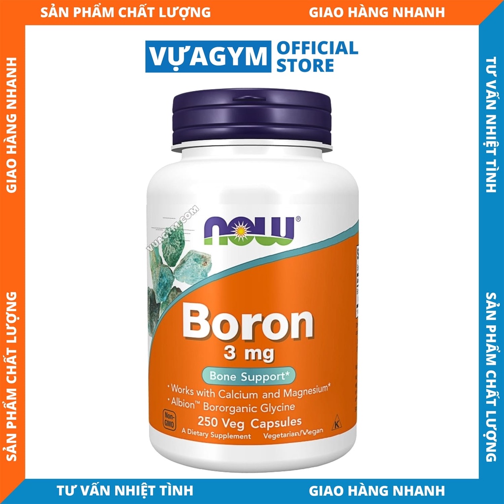 Now oral tablet Boron 3 mg (250 capsules) Support bone and joint Health, improve genuine