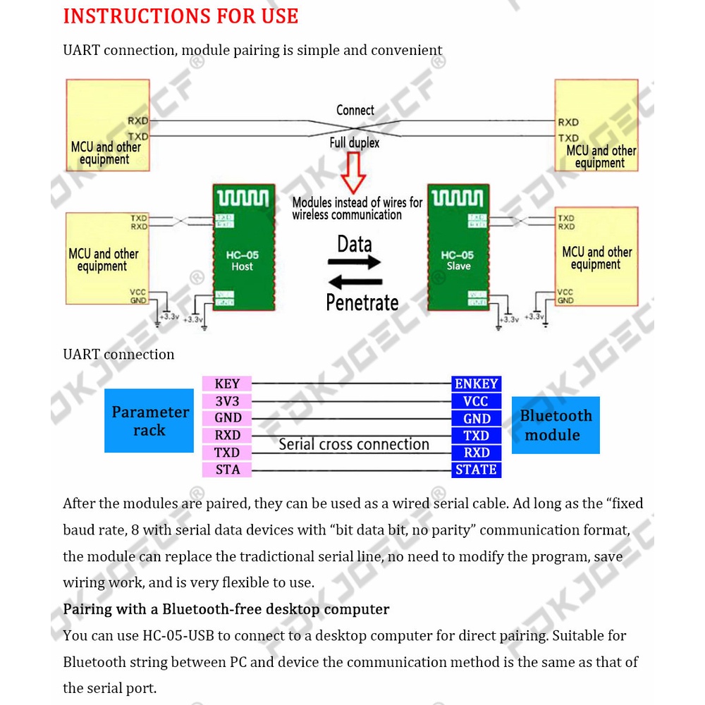 HC-05 HC-06 master-slave 6pin/4pin anti-reverse, integrated Bluetooth ...