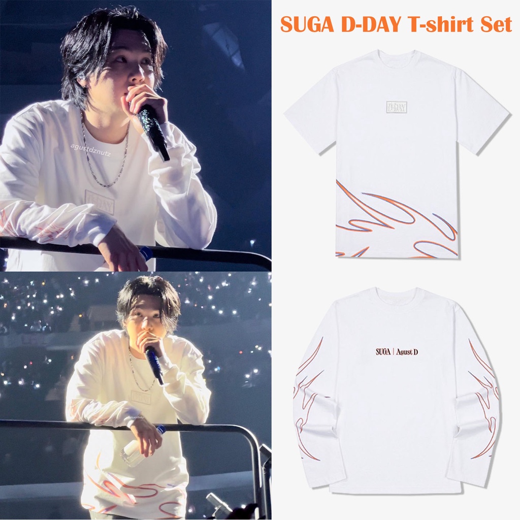SUGA | Agust D TOUR D DAY Tシャツ Mサイズ　白 KPOP BANGTAN SUGA Agust D TOUR D-DAY Concert Merch Cotton T-shirt