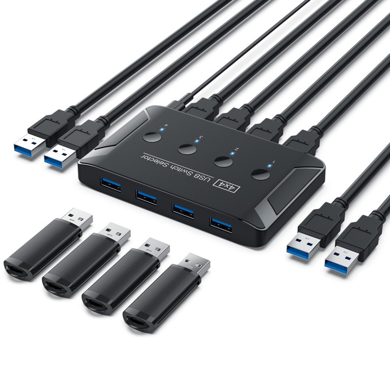 KVM Switch Selector 4 Computer Sharing 4 USB Switches Box for Mouse ...