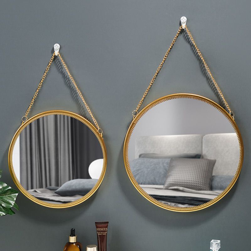 Non Perforated Circular Mirror Wall Mounted With Chain, Dormitory