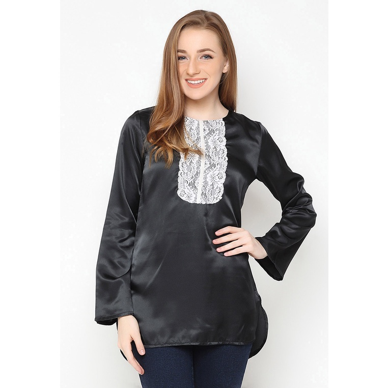 Mobile Power Ladies Long Sleeve Blouse - Black E8294