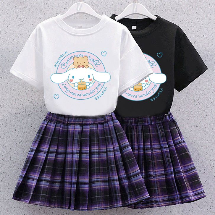 Kids Cinnamoroll clothes shirt skirt two-piece set Cinnamoroll top T ...