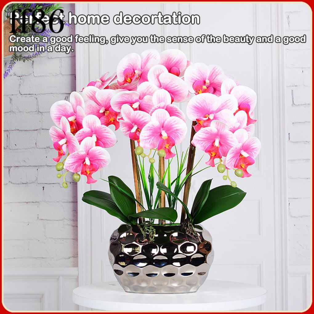 Artificial Orchid Bonsai with Vase Realistic Phalaenopsis Faux Plants