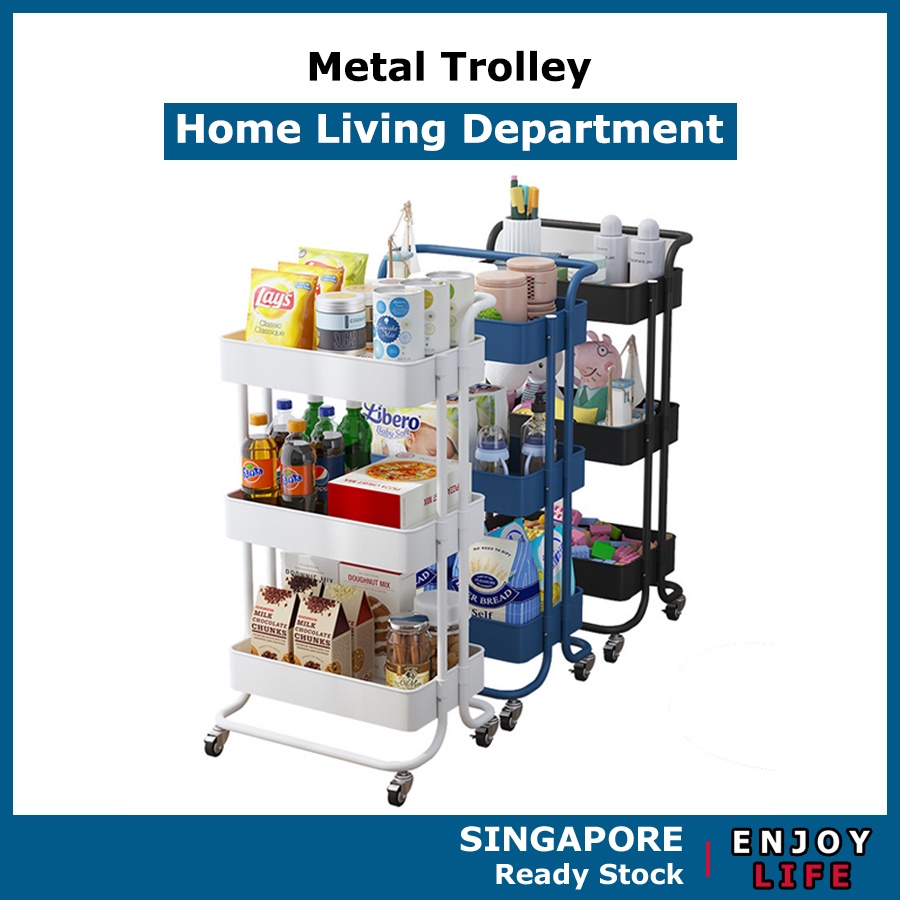 [SG] 3 Tiers Trolley Storage Rack / Office Shelves Home Kitchen Trolley