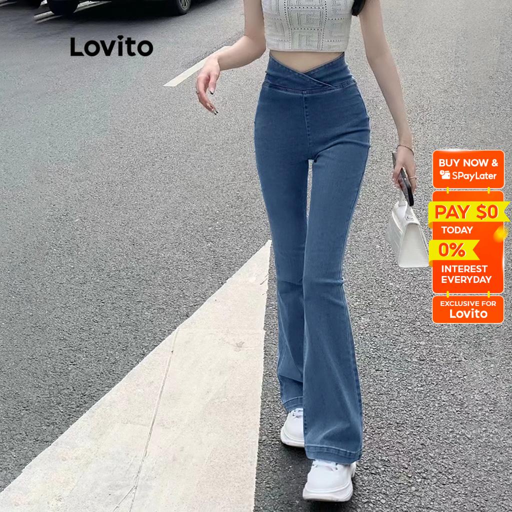 Sexy Korean Fashion High Waist Bootcut Flare Pants Retro Jeans Stretchable Boot  cut For Women*2139
