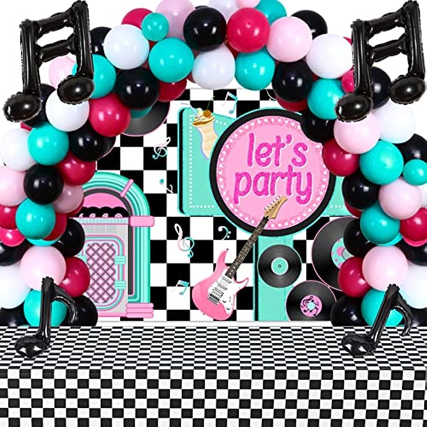 50s Party Decorations, 50's Music Theme Balloon Garland Kit, 1950s ...