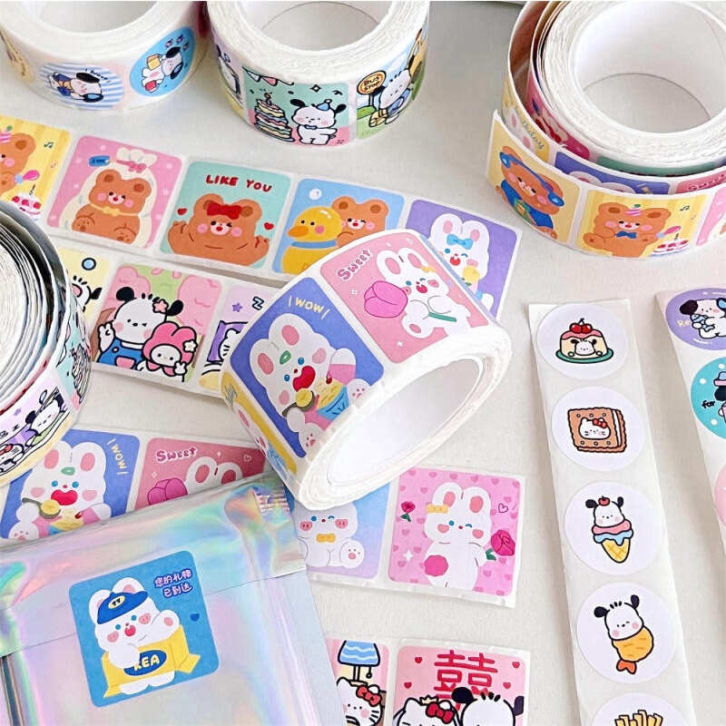 300 Pcs/Roll Stickers Original Cartoon Sealing Sticker Cute DIY ...