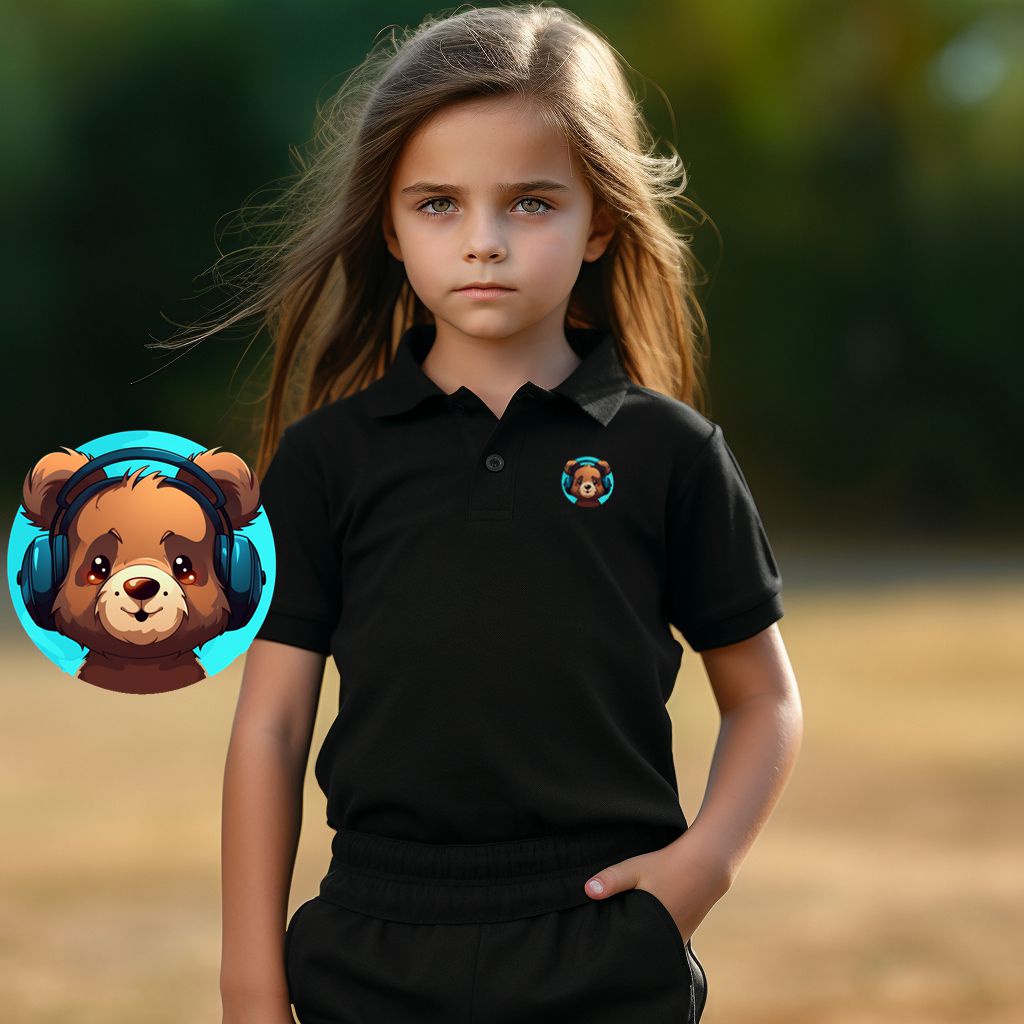 9 Colors Cartoon Bear Girl POLO Tshirt Top Clothes Kid Baby Girls Black