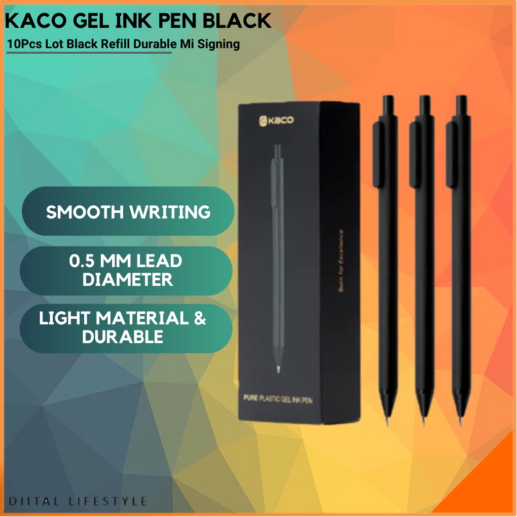 10pcs/Pack KACO 0.5mm Sign Pen Signing Pen Smooth black Ink Writing ...