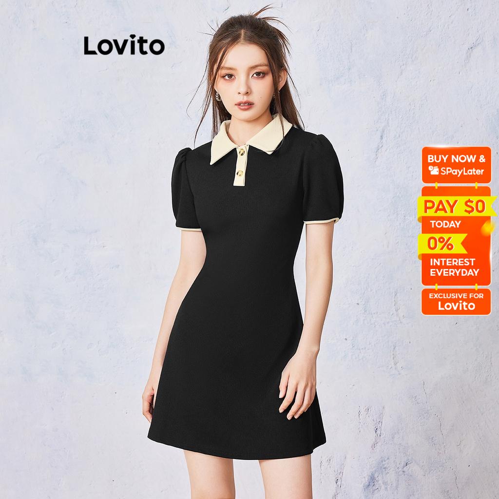 White collared sales black dress