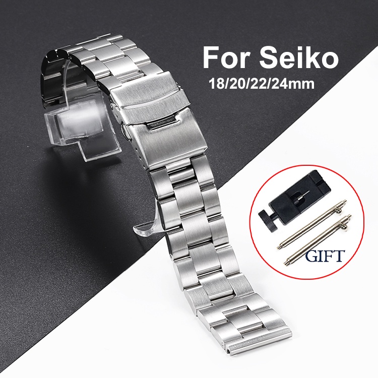 316L Stainless Steel Watch Strap for Seiko SKX007 SKX009 SKX013 Band Flat End Quick Release Wristband Solid Metal Bracelet 18mm 20mm 22mm 24mm Diving