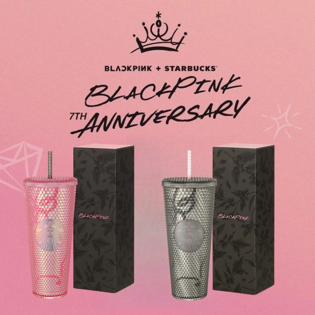 Blackpink X Starbucks 2023 Doodle Pink Black Tumbler Durian Cup