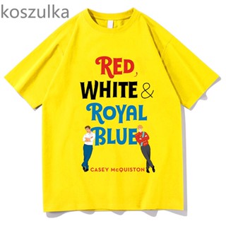 white and royal blue t shirt