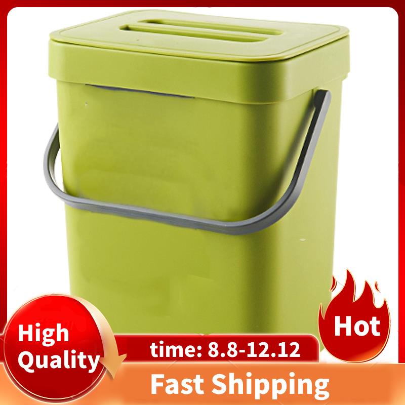 Trash Can with Lid Under Sink Green Trash Can Plastic Waste Basket