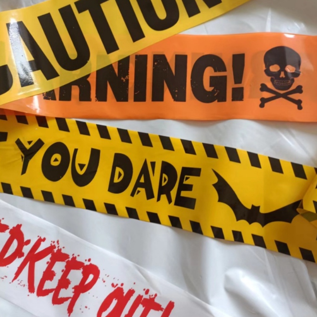 4 Types Halloween Warning Tape Signs Banner Halloween Props Window Prop ...