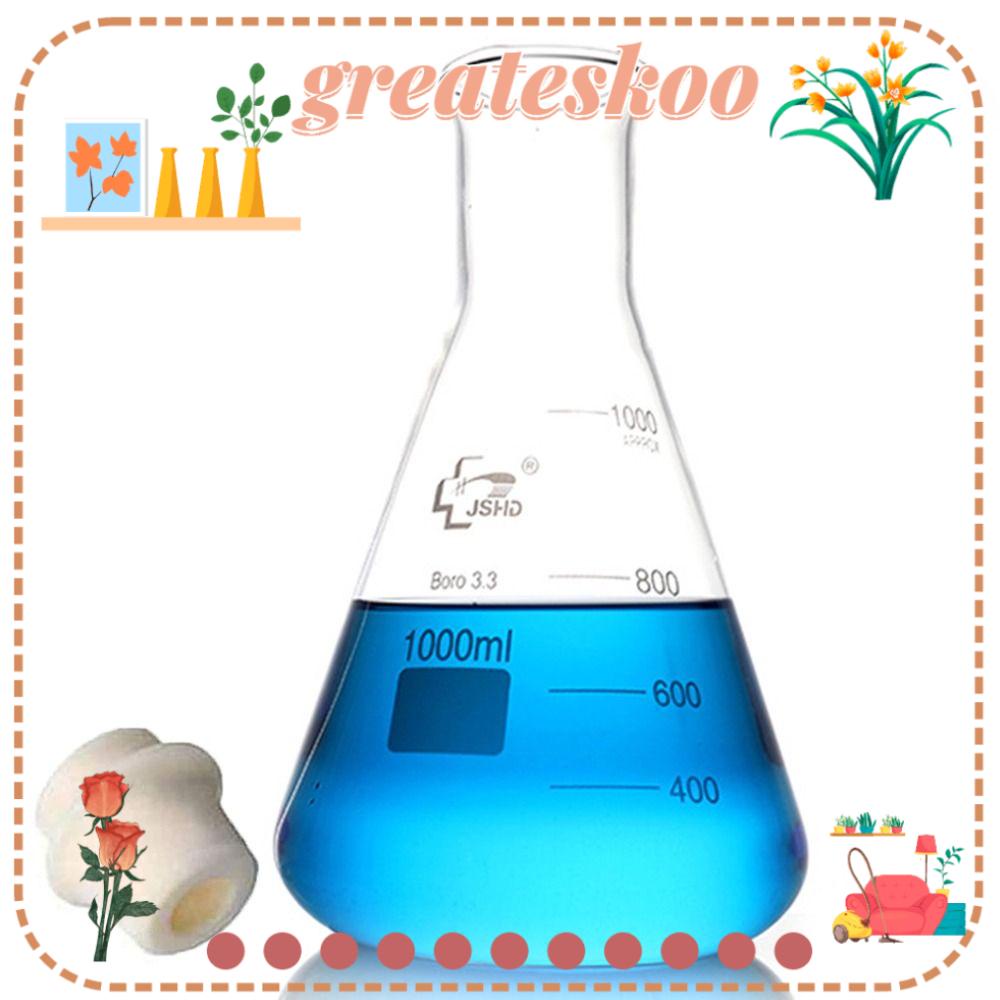 GREATESKOO Heavy Wall Flask, 1000mL with Rubber Stopper Glass Erlenmeyer Flask, Accurate Scales