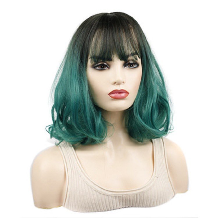 Upgraded version Color Short Chemical Fiber Wig Black Gradient