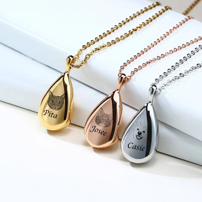 Pet Urn Necklace Customized with Picture Can Open Urn Cat Dog