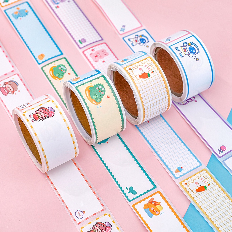 60 Pcs Rolled Cartoon Name Tag Stickers Student Writable Classification ...