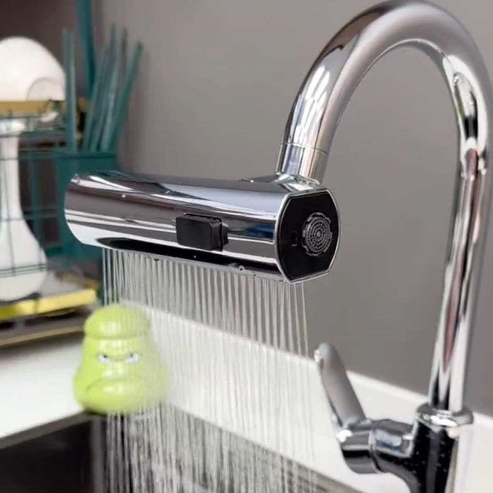 360° Rotation Waterfall Kitchen Faucet 3-Function Kitchen Sink Spray ...