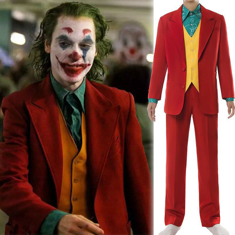 Clown Joker Costume Red Suit Jacket Pants Shirt Outfits Halloween