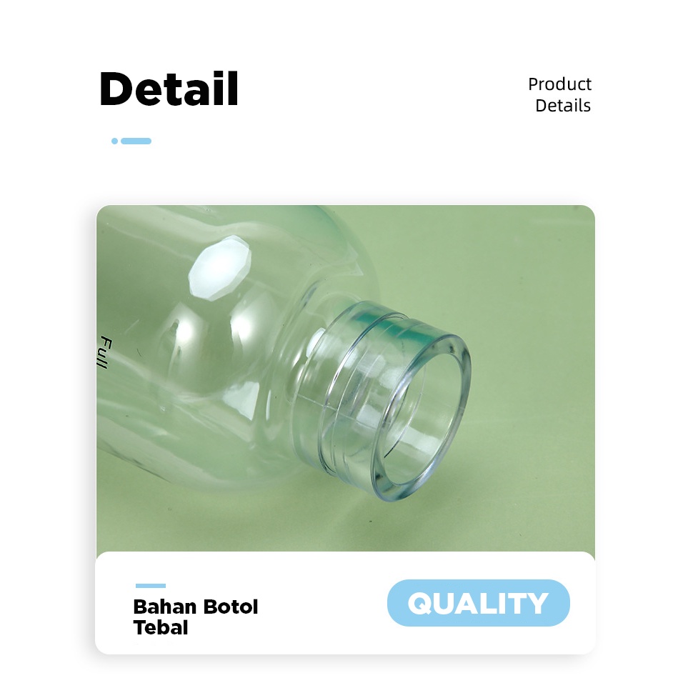 Paus Biru - Botol Minum 500ml & 750ml Transparan / Botol Olahraga Portable - Gambar 4