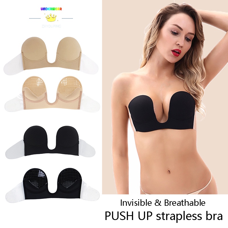 ZXYOUPING Women Invisible Adhesive Bra Strapless Push Up Bra,Reusable Nipple  Cover Silicone Breast Adhesive Lifting Front Bras Pad