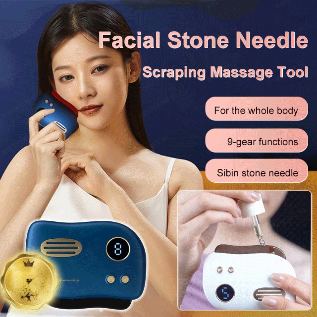 Gua sha device unblocks facial meridians, slims face and shapes