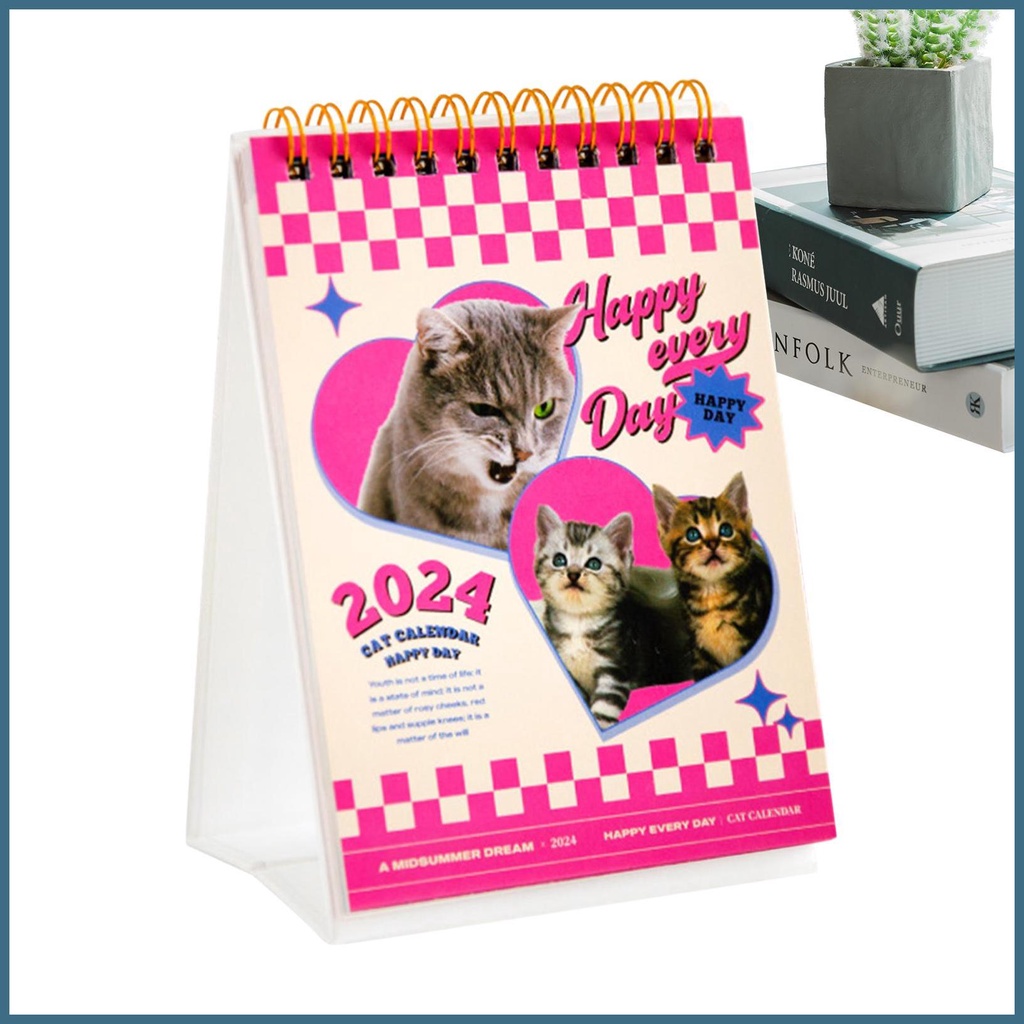 Funny Cat Calendar 2024 Mini Desk Calendar 2024 Stand Up Calendar