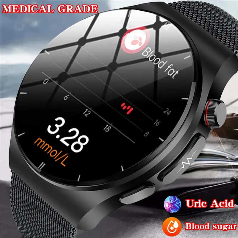 New Uric Acid Lipid Smart Watch Men Blood Glucose Blood Pressure Blood Oxygen ECG PPG Bluetooth Call Voice Assistant Smartwatch Shopee Singapore