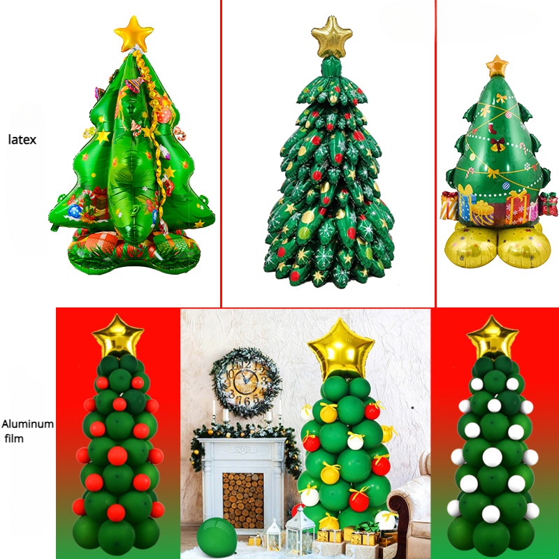 Christmas Tree Balloon Party Decoration Latex Balloons Set Golden Star ...