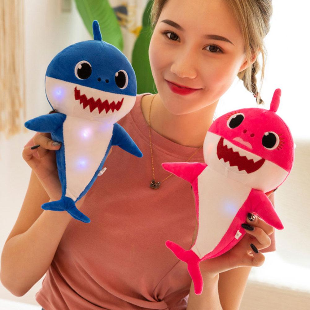 Cute Cartoon Shark Plush Toy Shark Singing Luminous Soft Stuffed Plush Toys Shopee Singapore 