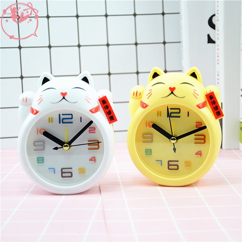 Chinese Lucky Cat Clock Feng Shui Figure Clock in Colourful Box Kids