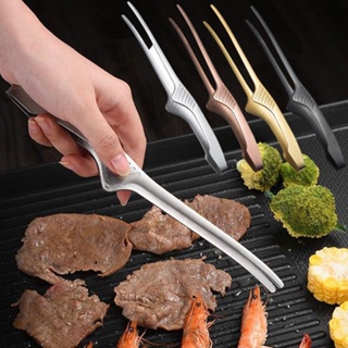 Stainless Steel Barbecue Locking Thongs Serving Clip BBQ Grill Baking Salad  Steak Vegetable Pasta Kitchen Tool